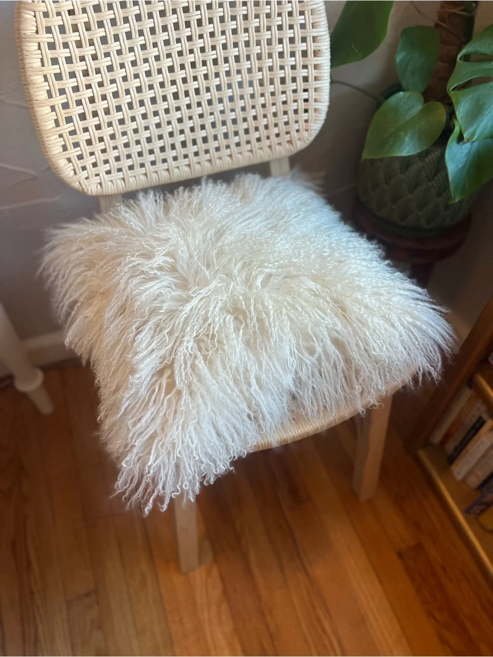 Vintage White Mongolian Lamb Fur Pillow Cover | Icelandic Sheepskin Style Boho